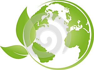 Earth, globe, world globe and leaves, earth logo