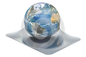 Earth Globe wrapped in vacuum film, 3D rendering