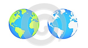 Earth globes isolated on white background. Flat planet Earth icon. Vector illustration.