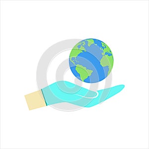 Earth globes isolated on white background. Flat planet Earth icon. Vector illustration