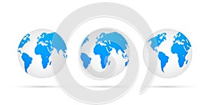 Earth globes isolated on white background. Flat planet Earth icon. Vector stock illustration.