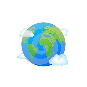 Earth globes isolated on white background. Flat planet Earth icon. Vector stock illustration