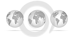 Earth globes isolated on white background. Flat planet Earth icon. Vector stock illustration.