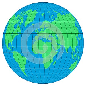 Earth globes with the latitudes and meridians on white background. Flat planet Earth icon photo