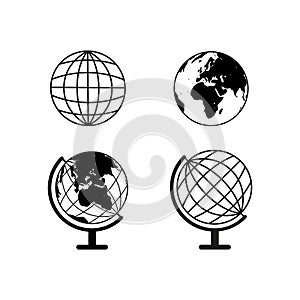 Earth globes set icons