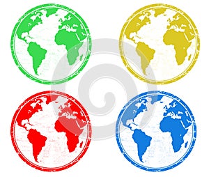 Earth globes stamps