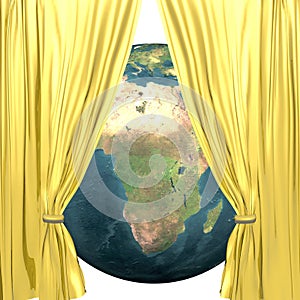 Earth with golden drapery