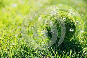 Earth grass with environment icons