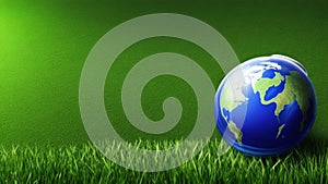 earth on grass, water conservation, energy saving, earth day, environmental protection Generative AI