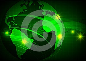 Earth, Green wave abstract vector background, technology concept