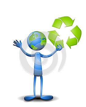 Earth Guy Holding Recycle Symbol