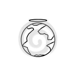 earth and halo icon. Element of peace icon for mobile concept and web apps. Thin line earth and halo icon can be used for web and