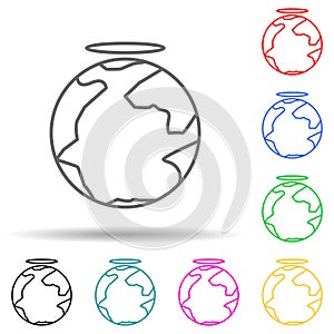 Earth and halo multi color set icon. Simple thin line, outline vector of human rights icons for ui and ux, website or mobile