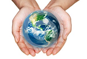 Earth in hands photo