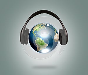 Earth with headphone.