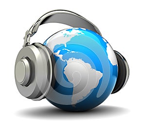 Earth with headphones