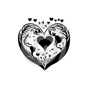 Earth heartIcon hand draw black colour world kindness day logo symbol perfect photo