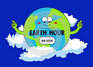 Earth Hour - an annual international event. Smiling globe crossed its fingers and wished that everyone would turn off the lights