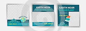 Earth Hour banner. Climate change awareness campaign by turning off lights and electronic equipment that are not used for 1 hour