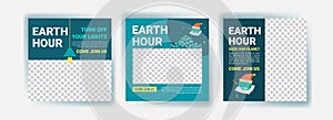 Earth Hour banner. Climate change awareness campaign by turning off lights and electronic equipment that are not used for 1 hour