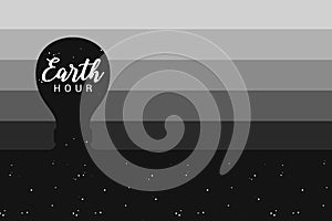 Earth hour black and white conceptual illustration