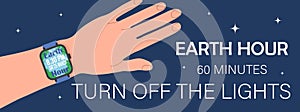 Earth hour Turn off the lights vector illustration