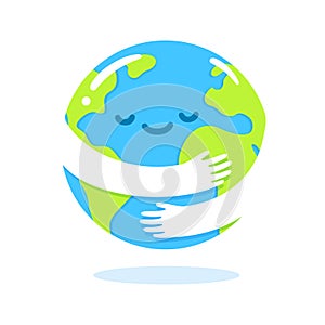 Earth hug cartoon