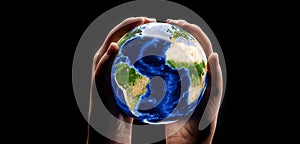 Earth in human hands - caring for the earth concept. with high details.