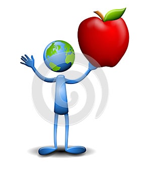 Earth Humanoid Holding Apple photo