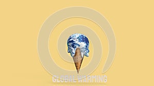 The earth ice cream melting concept for global worming 3d rendering