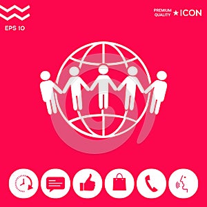 Earth icon. Communication around the world concept. Global community