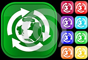 Earth icon in recycling circle