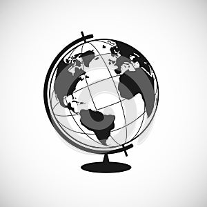 Earth Icon in trendy flat style. Globus silhouette. World globe pictogram for web site design, logo, app. Vector illustration