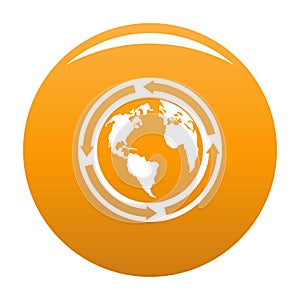 Earth icon vector orange