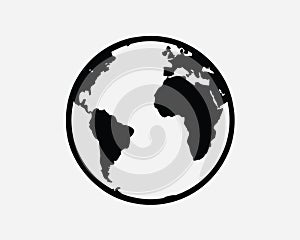 Earth Icon World Globe Global Planet Worldwide Map Continent Geography Sphere Black White Sign Symbol EPS Vector