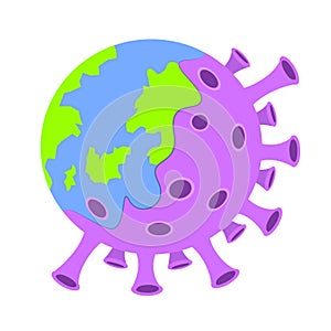Earth illustration with corona virus design concept