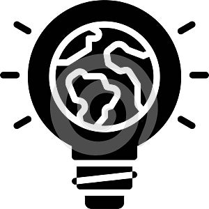 Earth inside Light Bulb icon, Earth Day related vector