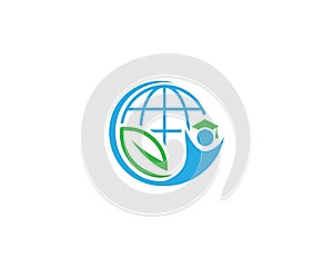 Earth Leaf And Human Life Combination Education Logo Design