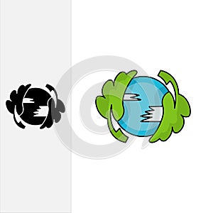 earth and Leaves logo vector design template best. solid and stylish silhouette.