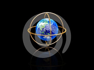 Earth with longitude and latitude rings