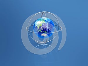 Earth with longitude and latitude rings