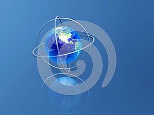 Earth with longitude and latitude rings