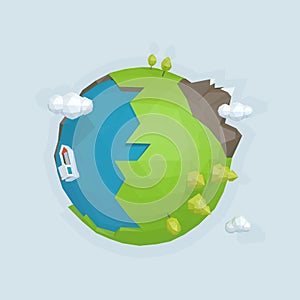 Earth. Low poly vector illustration