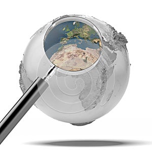 Earth with magnifier