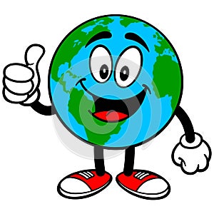Earth Mascot with Thumbs Up