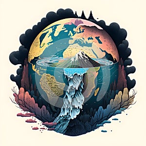 Earth model, illustration showing global warming and pollution concept. The climate change on earth. Enviornment and enviornmental