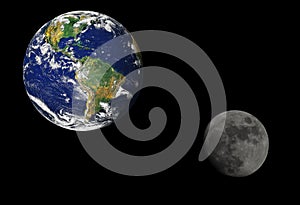 Earth and moon