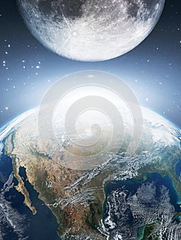 Earth and moon