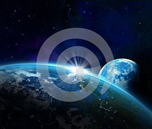 Earth and moon as seen from space