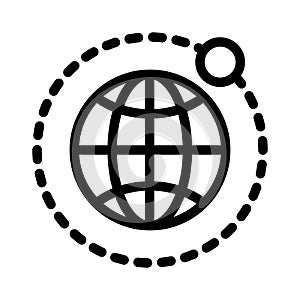 Earth and moon line icon. Globe vector illustration isolated on white. Planet outline style design, designed for web and